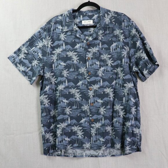 Line Of Trade Short Sleeve Shirt Men’s L Moonlight Surf Blue Linen Rayon Blend - Picture 1 of 10
